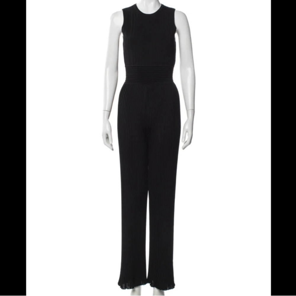 Balmain Black Sleeveless Ribbed Knit Jumpsuit